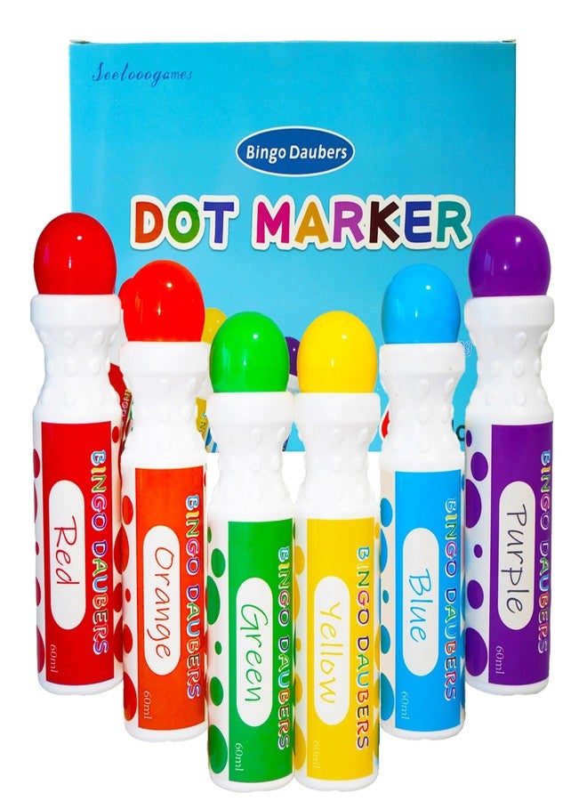 SEETOOOGAMES Bingo Daubers Dot Markers - Mixed Colors Set of 6 Pack - for Toddler Arts and Crafts - Image 1